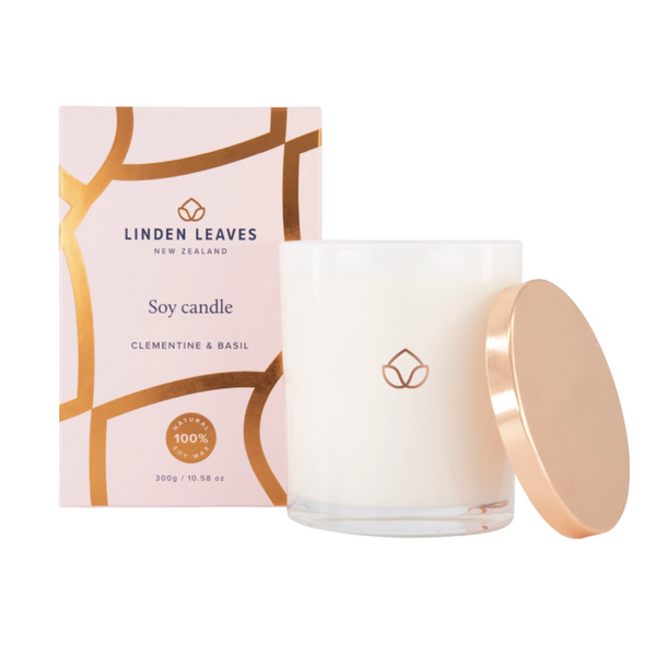 Linden Leaves Clementine and Basil Soy Candle 300g