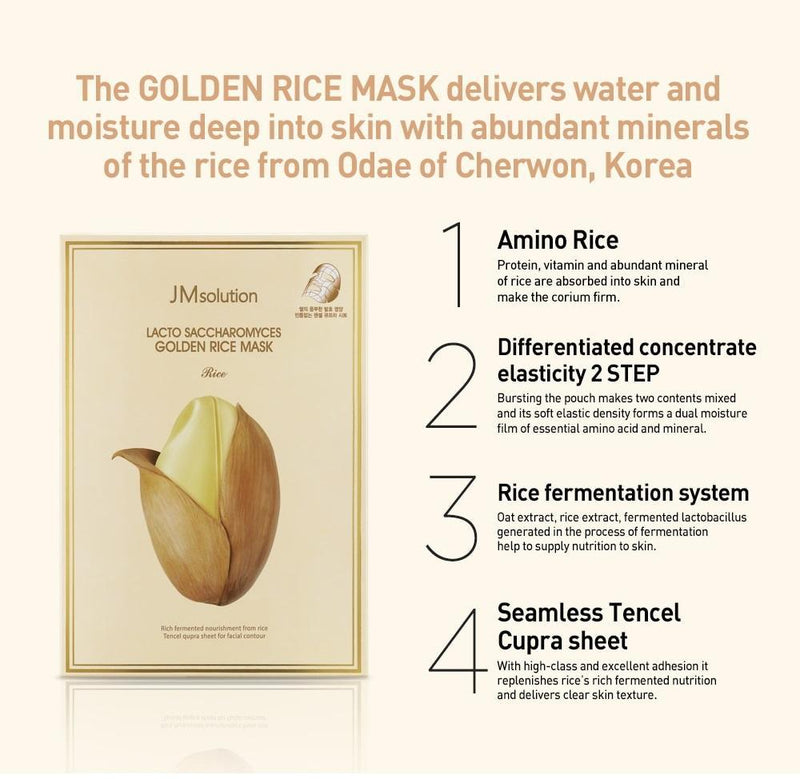 JM Solution Lacto Saccharomyces Golden Rice Mask 10 Sheets