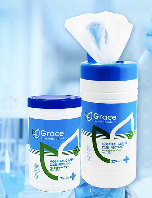 Grace Pharmeceutical Disintectant Antibacterial Wipes 75 wipes