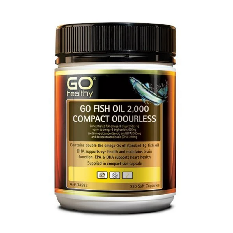 GO Healthy Fish Oil 2000mg Compact Odourless 230 SoftGel Capsules