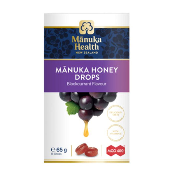 Manuka Health Manuka Honey Drops Blackcurrant 15 Pack 65g
